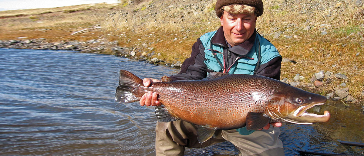 Dank dem richtigen Fliegenvorfach hat Jim Teeny diesen beeindruckenden Fisch erfolgreich gelandet.