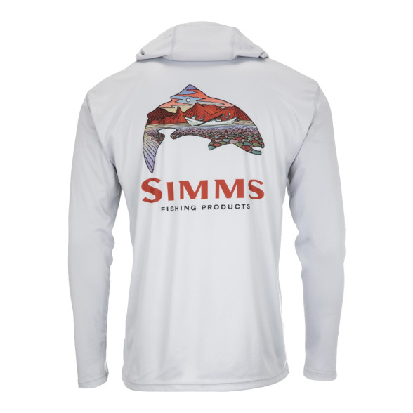 Simms Tech Hoody Kapuzenshirt Trout Logo Flame sterling