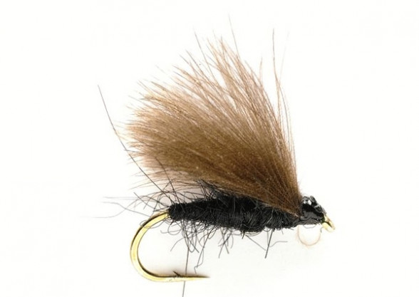 Black CdC Koecherfliege Sedge Trockenfliege