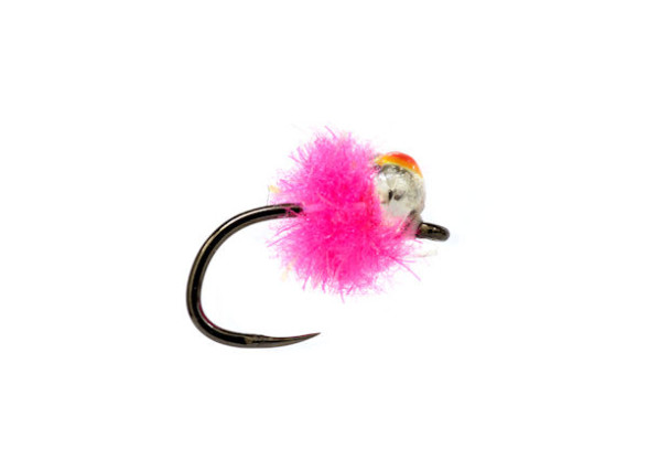 Crostons Tungsten Mini Egg BL fl. hot pink Nymphe barbless 14 - Fulling Mill