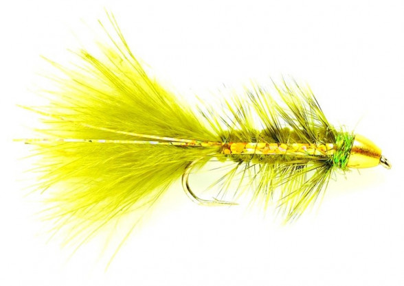 Wooly Bugger Golden Bullet Olive Flash Conehead Streamer