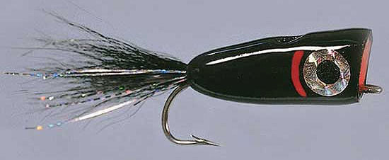 Rainy´s Bubble Head Black Size 2/0, Salzwasserfliege Popper zum Fliegenfischen im Salzwasser