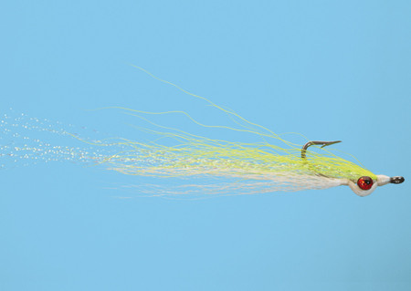 Deep Minnow Chatreuse/White Size 2, Fliege zum Fliegenfischen im Salzwasser, Salty Streamer erhältlich bei Flyfishing Europe
