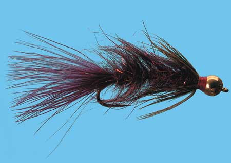 Bead Head Mini Leech wein Größe 08, Solitude Streamer zum Fliegenfischen auf Forellen bei Flyfishing Europe