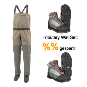 Simms Wat-Set Tributary Wathose tan Tributary Watschuhe striker grey