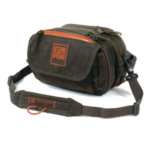 Fishpond Blue River Chest and Lumbar Pack peat moss Vorderansicht mit Schulterriemen