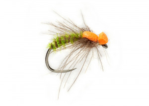 Procters Spent Caddis green barbless Fulling Mill