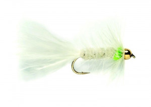 White Green Wooly Bugger Gold Nugget Streamer