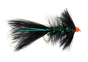 Shimmer Bugger black orange Head Streamer - Fulling Mill