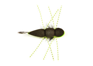 Black Green Helmet Foam Dry - Surface Serie Froedin Flies