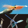 Garnelenmuster gebunden mit Flashabou Mirage Folie zum Fliegenbinden unter Fliegenbindematerial bei Flyfishing Europe