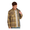 Simms Santee camel-navy-clay neo plaid Knopfleiste