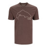 Simms Trout Outline T-Shirt brown heather Vorderansicht mit Forelle