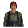 Simms Coldweather Cap red buffalo plaid getragen Vorderansicht