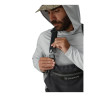 Simms Flyweight Stockingfoot Wathose cinder Detail Traeger mit Gurtschnalle