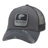Simms Bass Patch Trucker Cap hex camo carbon